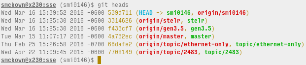 Terse git-heads output